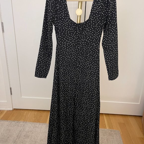 Nasty Gal It's Slit to be Square Polka Dot Maxi Dress NWT Size 2 - Picture 8 of 12